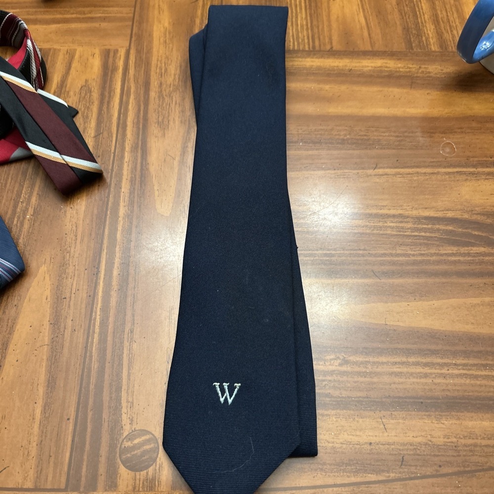 van heusen tie Navy With Initials‎ W 3 Inch